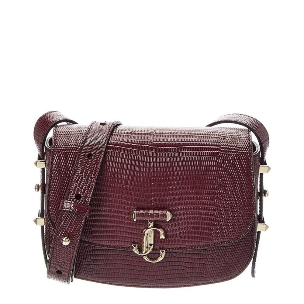 Jimmy Choo Lizard-Embossed Leather Crossbody, Red